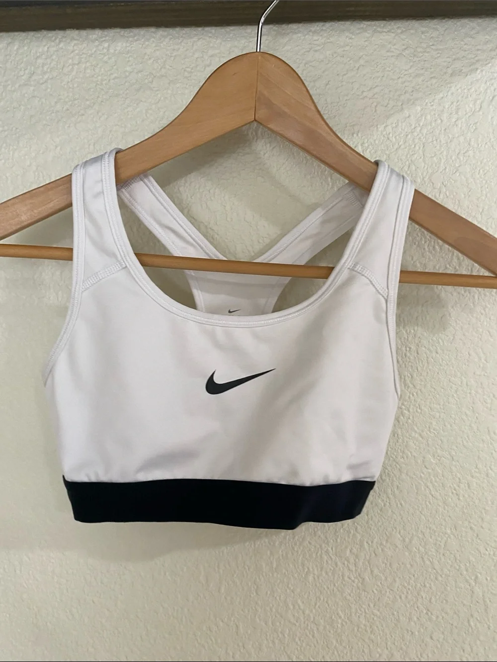 Nike White Sports Bra with Black Band and Swoosh
